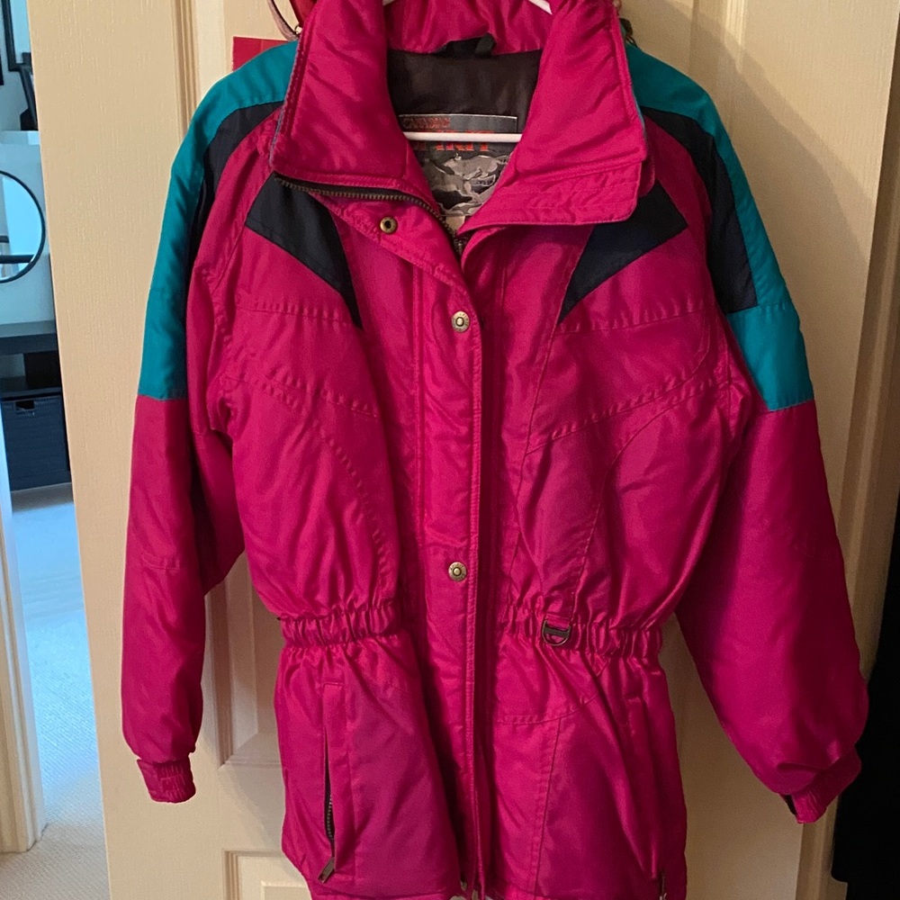 Vintage Pink and Teal Ski Jacket